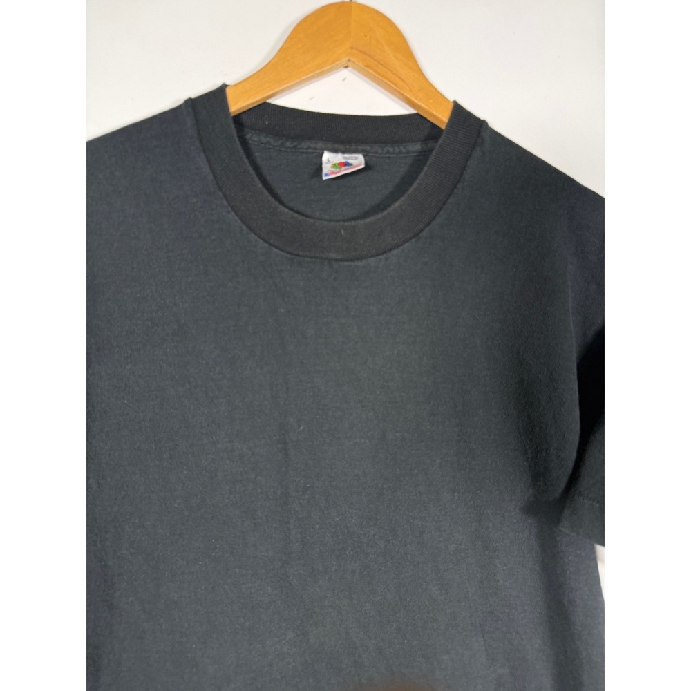 Vintage Fruit of the Loom T Shirt Mens Large Black Single Stitch Made in USA 90s